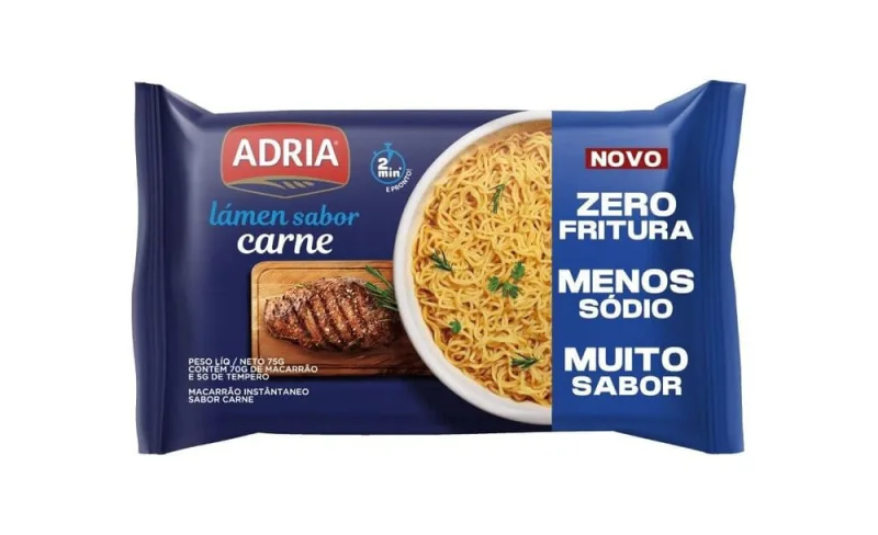 Macarrão Instantâneo Lámen Adria Carne Zero Fritura 75g - Adria - Mercearia