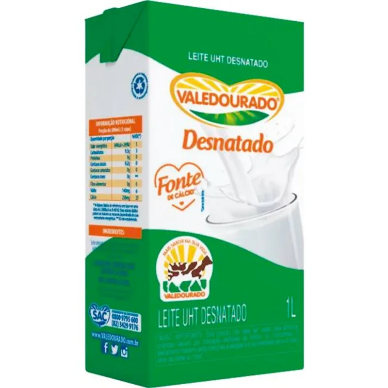 Leite Longa Vida Valedourado Desnatado 1L