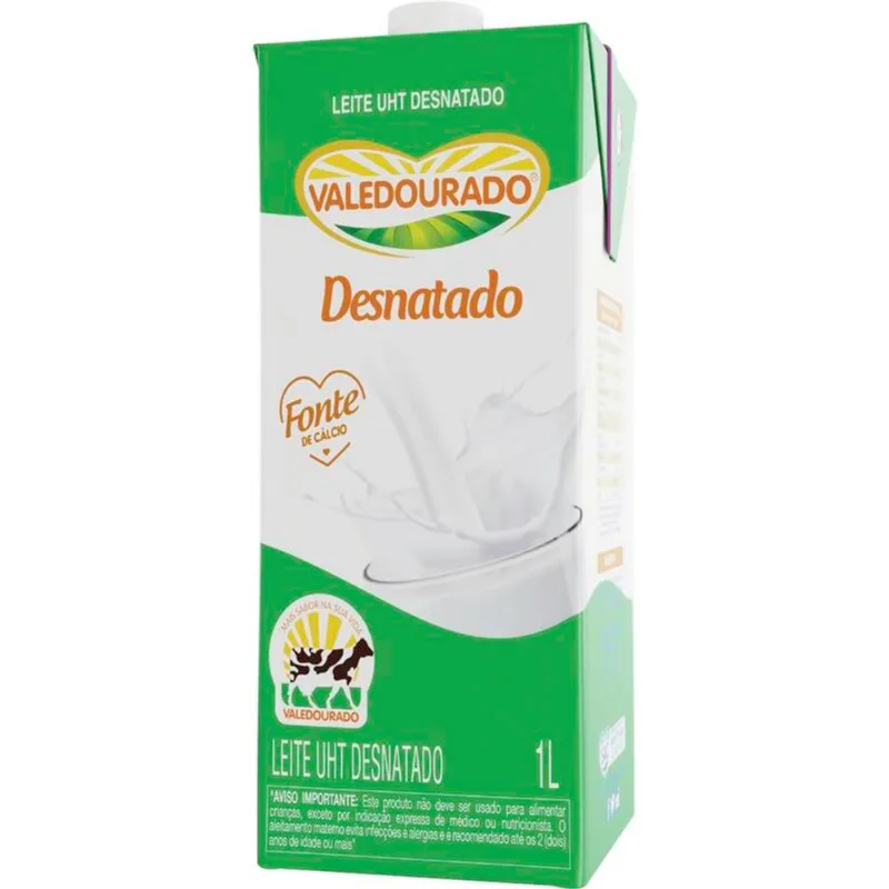 Leite Longa Vida Valedourado Com tampa Desnatado 1L