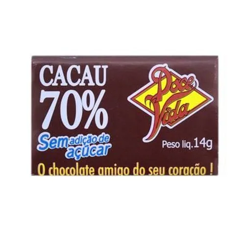 Choc Diet Amargo 70 Cacau 14g Doce Viver - DOCE VIDA - Mercearia