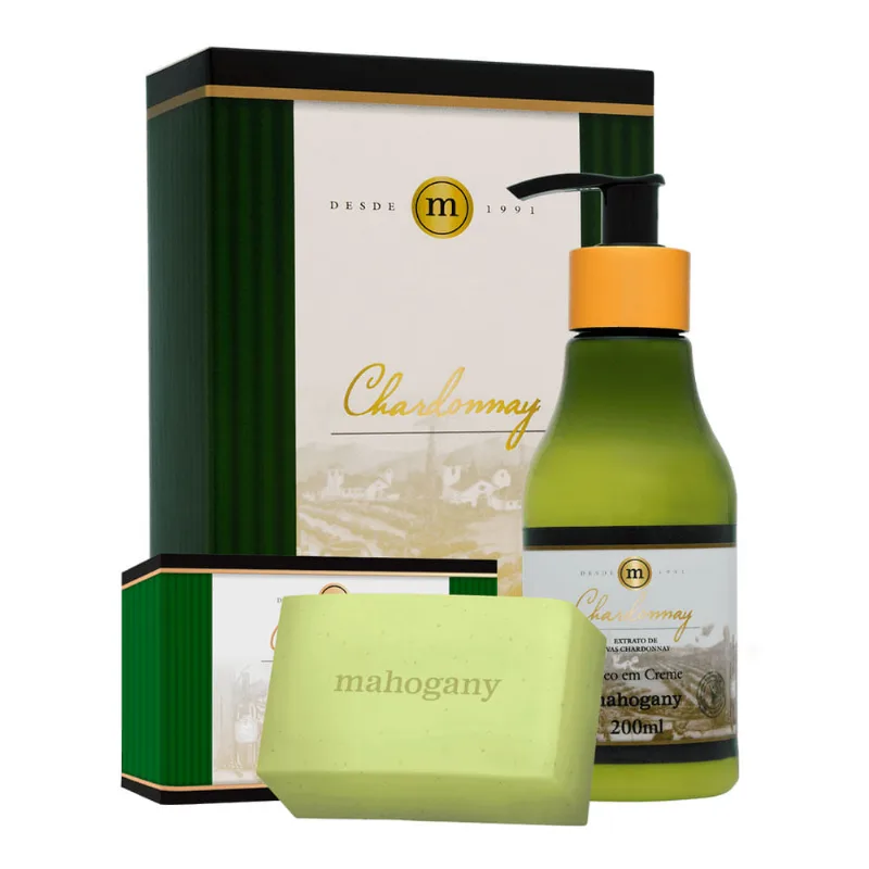 Conjunto Chardonnay Sabonete em Barra 160g + Óleo em Creme Mahogany 200ml