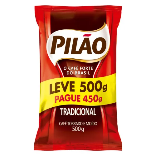 Café Torrado E Moído Tradicional Pilão Pacote Leve 500g Pague 450g - PILAO - Mercearia