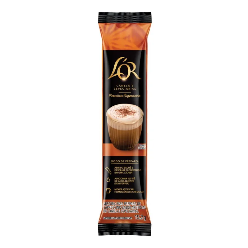 Cappuccino Solúvel L'or Premium Canela e Especiarias 15,2g