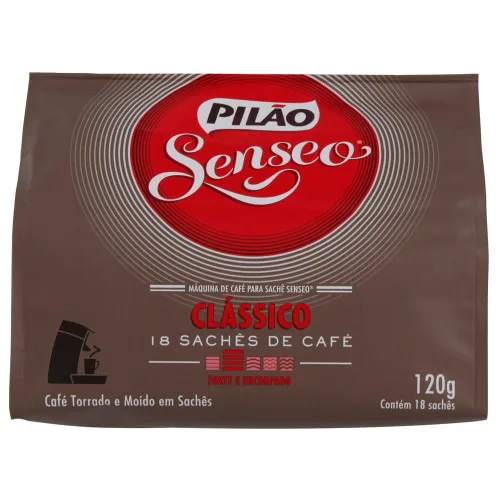 Café Em Sachê Torrado E Moído Clássico Pilão Senseo Pacote 120g 18 Unidades - PILAO - Mercearia