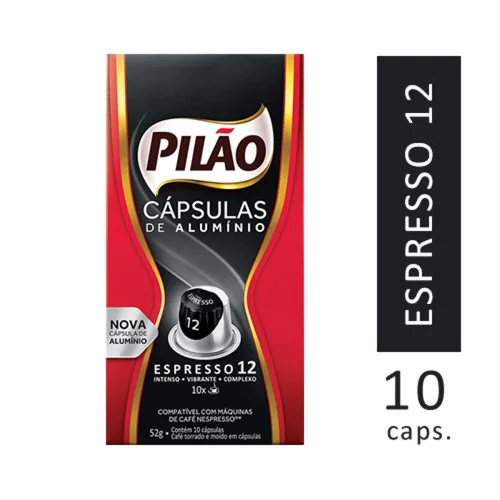 Café Em Cápsula Torrado E Moído Espresso 12 Pilão Caixa 52g 10 Unidades - PILAO - Mercearia