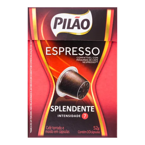 Café Em Cápsula Torrado E Moído Espresso Splendente Pilão Caixa 52g 10 Unidades - CAFE PILAO - Mercearia
