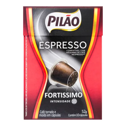 Café Em Cápsula Torrado E Moído Espresso Fortíssimo Pilão Caixa 52g 10 Unidades - CAFE PILAO - Mercearia