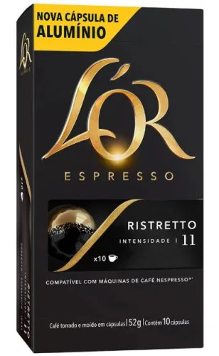 Café Em Cápsula Torrado E Moído Espresso Ristretto L Or Caixa 52g 10 Unidades - NESPRESSO - Mercearia