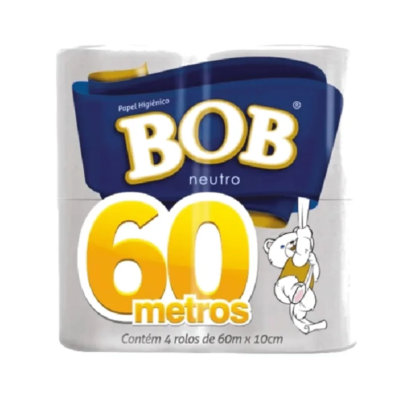 Papel Higiênico Bob Folha Simples Neutro 60m c/ 4