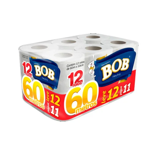 PAPEL HIG COM 12 BOB 60MT NEUTRO L12P11 - Bob - Higiene E Beleza