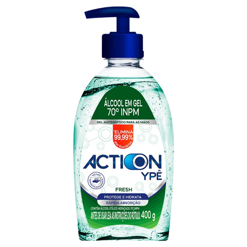 Alcool em Gel Ypê Actions para Mãos 70 Fresh 400g