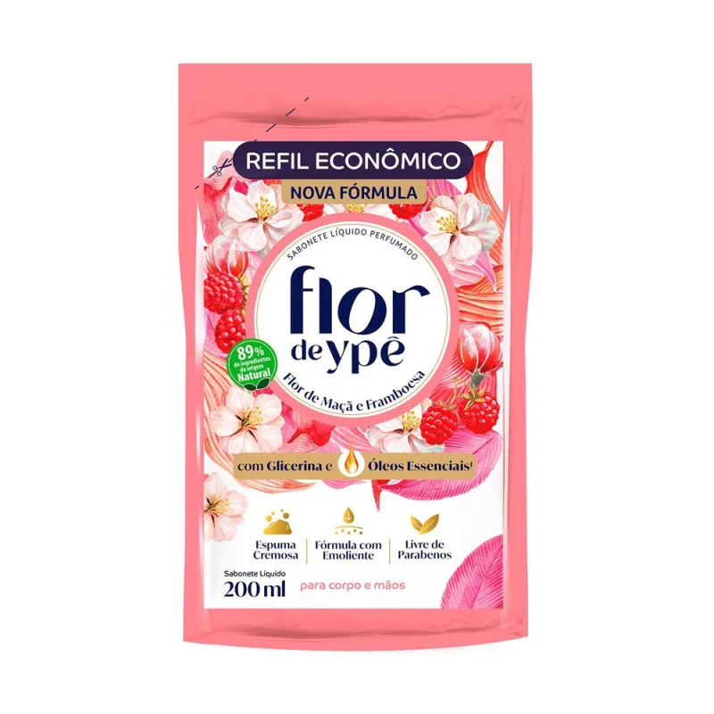 Sabonete Líquido Flor de Ypê Flor de Maçã e Framboesa Refil 200ml - Flor de Ypê - Higiene E Beleza