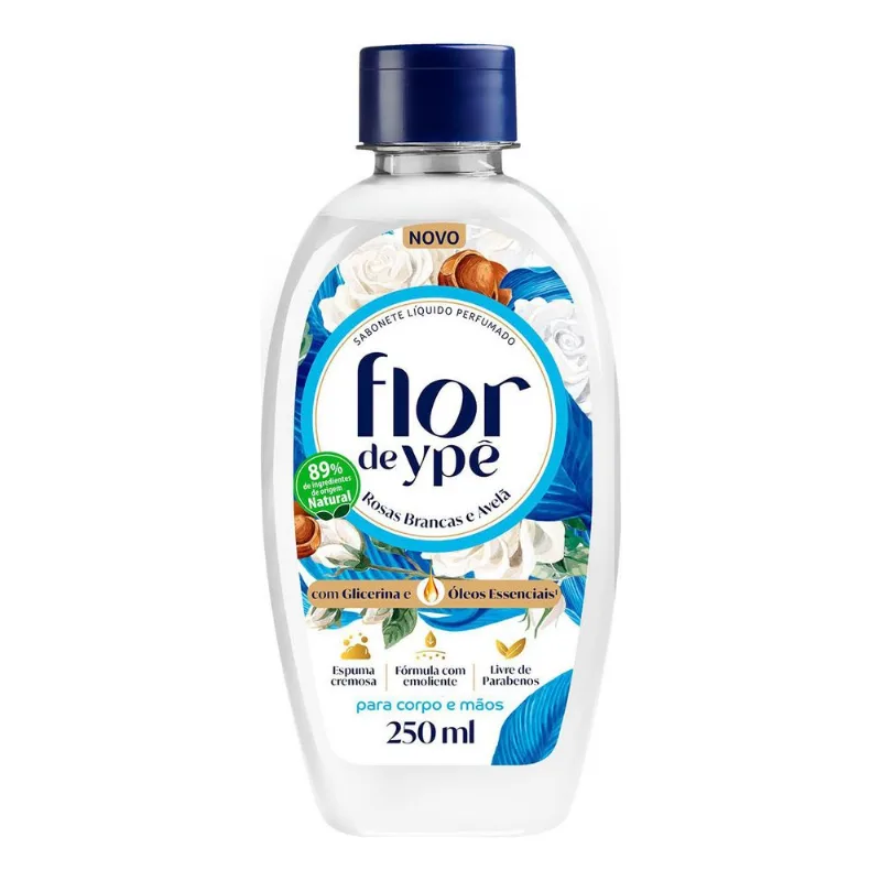 Sabonete Líquido Mãos e Corpo Flor de YPÊ Rosas Brancas e Avelã 250ml