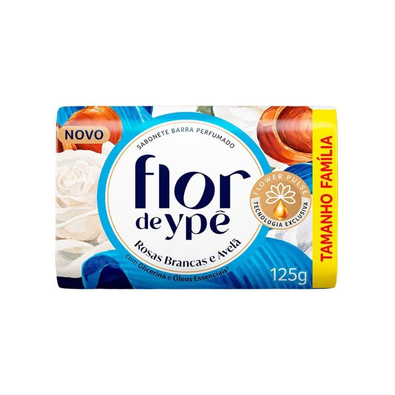 Sabonete Flor de Ypê Suave Rosas Brancas e Avelã Envoltório 125g