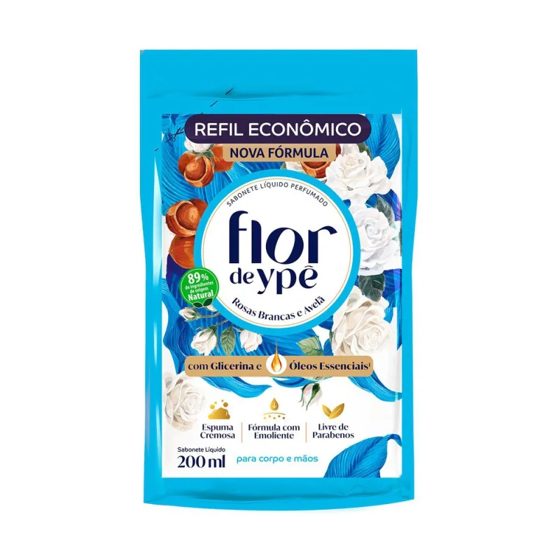 Sabonete Líquido Flor de Ypê Rosas Brancas e Avelã Refil 200ml - Flor de Ypê