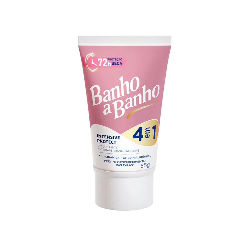 Desodorante Antitranspirante em Creme Banho a Banho 4 em 1 Intensive Protect Feminino 55g - BANHO A BANHO - Higiene E Cuidados Pessoais
