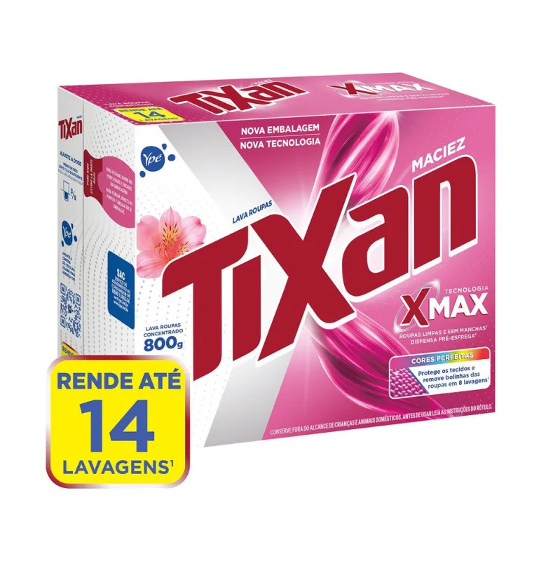 LAVA-ROUPAS PO TIXAN MACIEZ 800 GR - Tixan - Limpeza