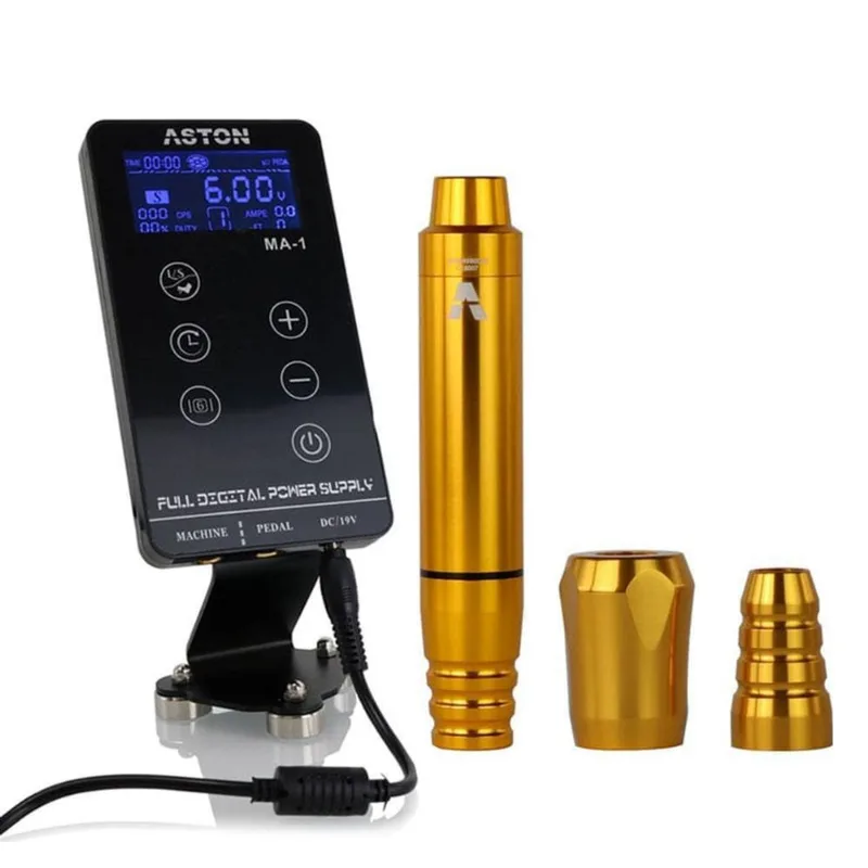 Kit Aston Create Dourado Com Fonte Digital Ma1 Tatuagem