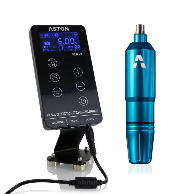 Caneta Aston Pen Folon Azul Com Fonte Digital Ma1 Tattoo