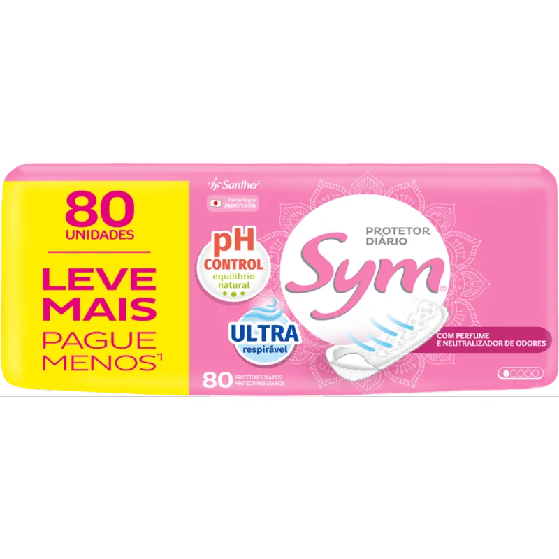 Protetor Diário Sym com fragrância 80 unidades