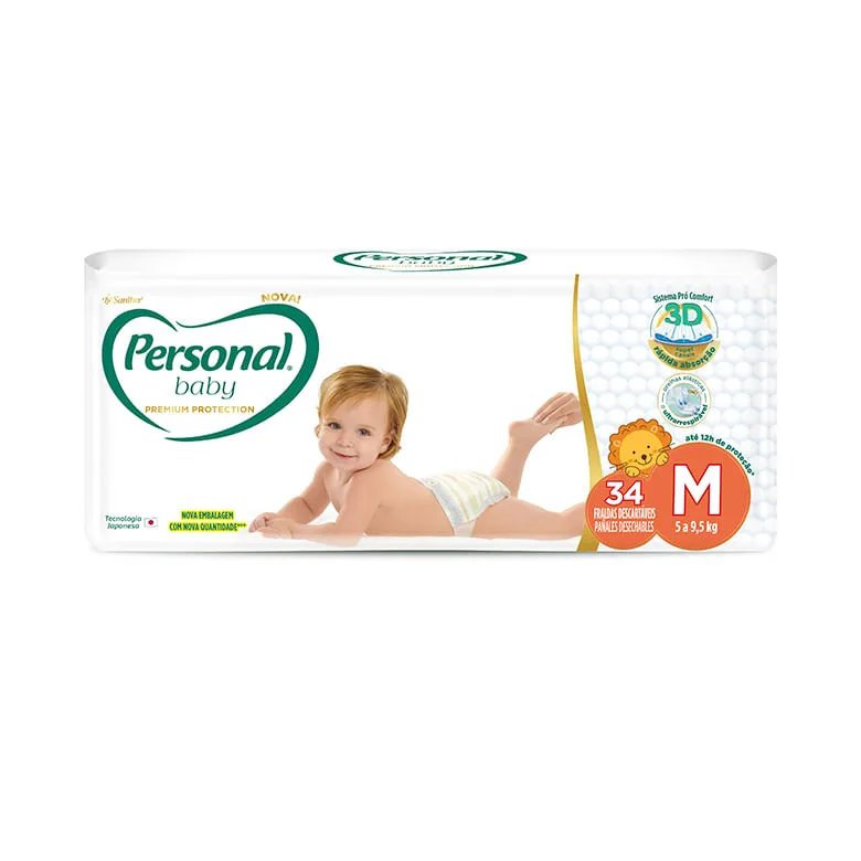 Fralda Personal Baby Premium M com 34 Unidades - Personal - Higiene E Beleza