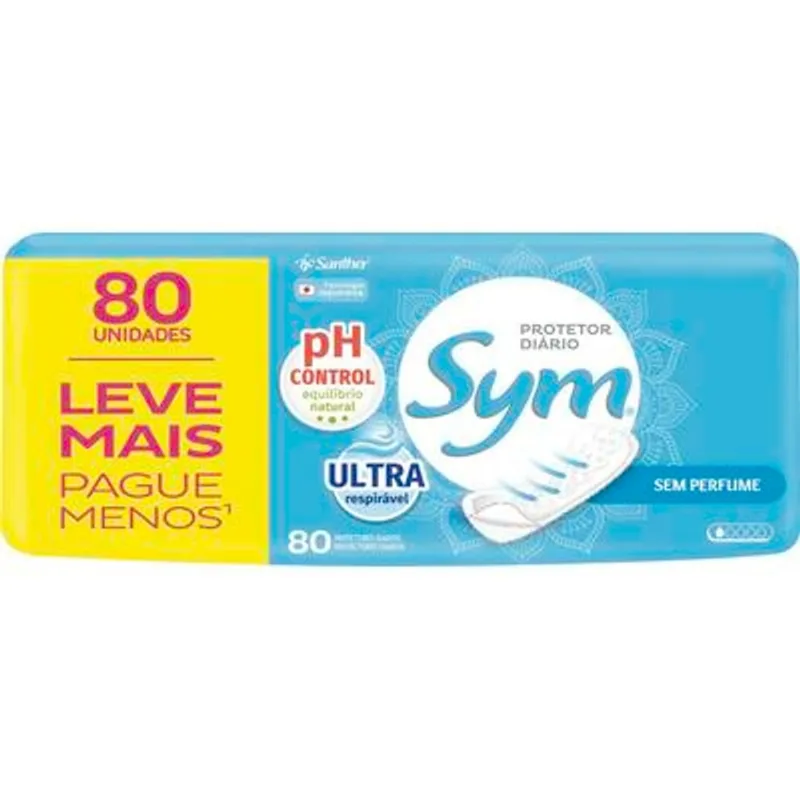 Protetor Diário Sym Leve Mais Pague Menos Sem Perfume 80 un