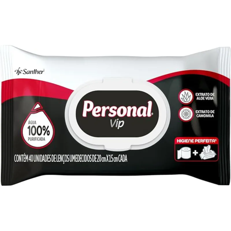 Toalha Umedecida Personal Vip 40 Unidades - Personal - Lenço Umedecido
