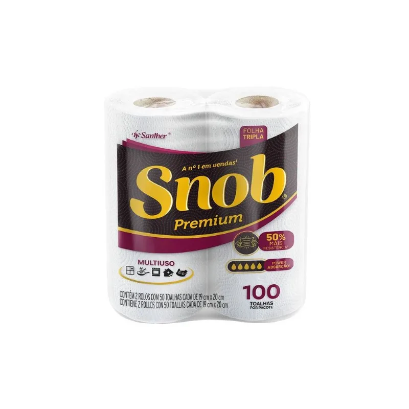 Papel Toalha Snob Folha Tripla Premium Com 100 Folhas