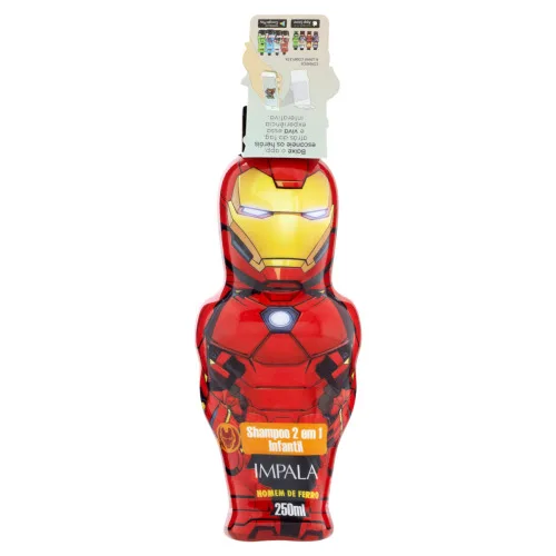 Shampoo Infantil Avangers Homem De Ferro 2x1 250ml Impala - IMPALA COSMETICOS - Higiene E Beleza