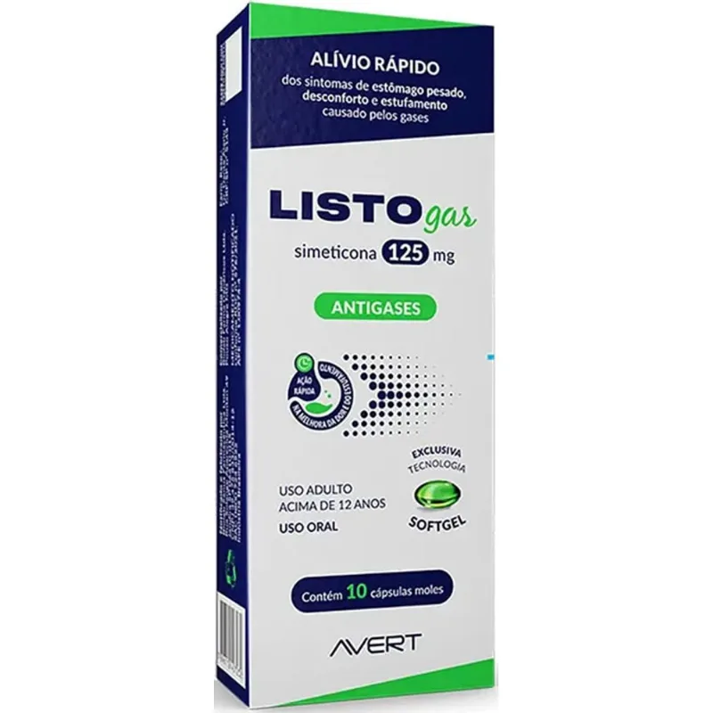 Listogas Simeticona 125mg 10 Comprimidos Moles Avert