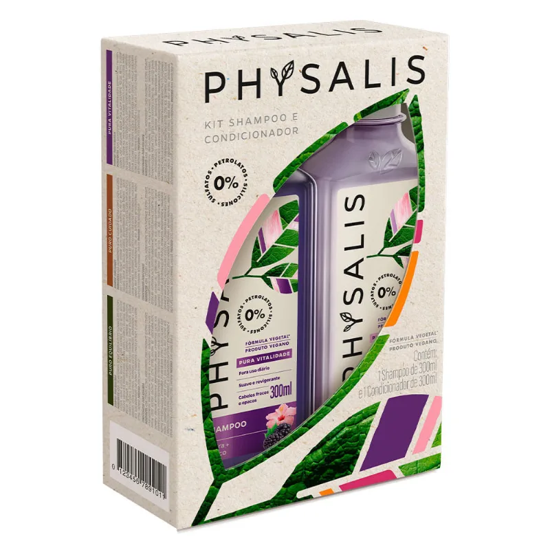 kit Physalis Shampoo 300ml+ Condicionador 300ml Puro Equilíbrio Amora e Hibisco Kit Shampoo + Condicionador Amora e Hibisco Physalis Pura Vitalidade 300ml Cada
