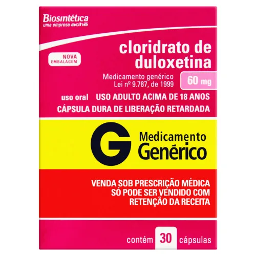 CLORIDRATO DE DULOXETINA 60MG CX 30 CAP LIB RETARD - ACHE - Produtos Farmacêuticos
