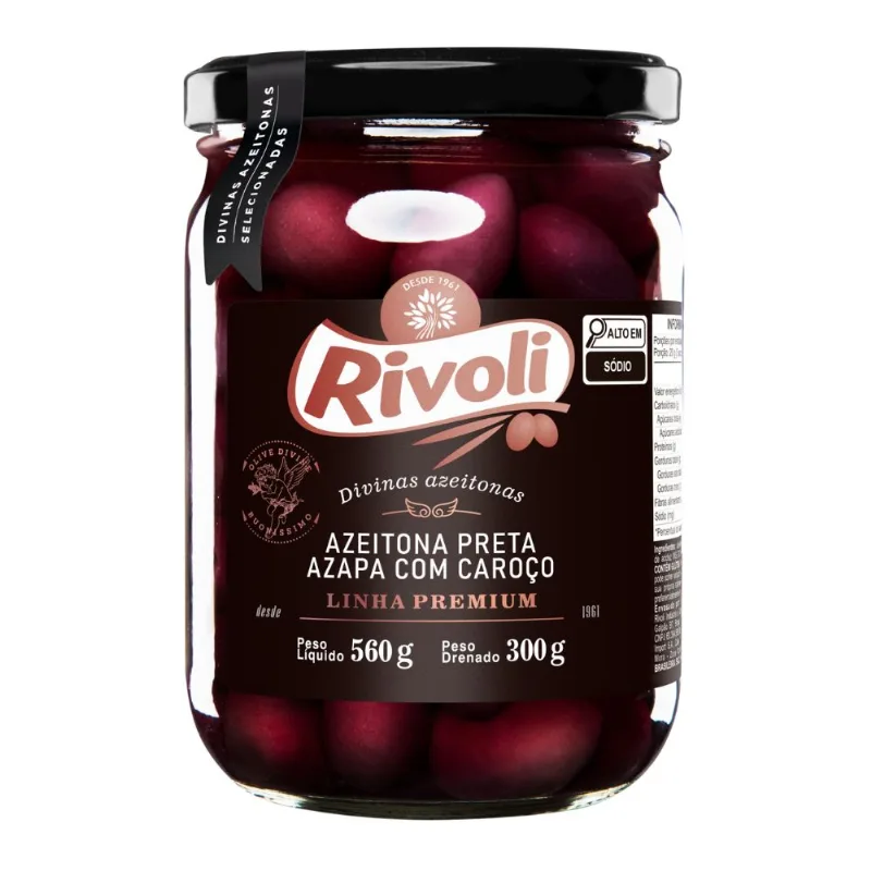 Azeitona Preta Azapa com Caroço Rivoli 300g