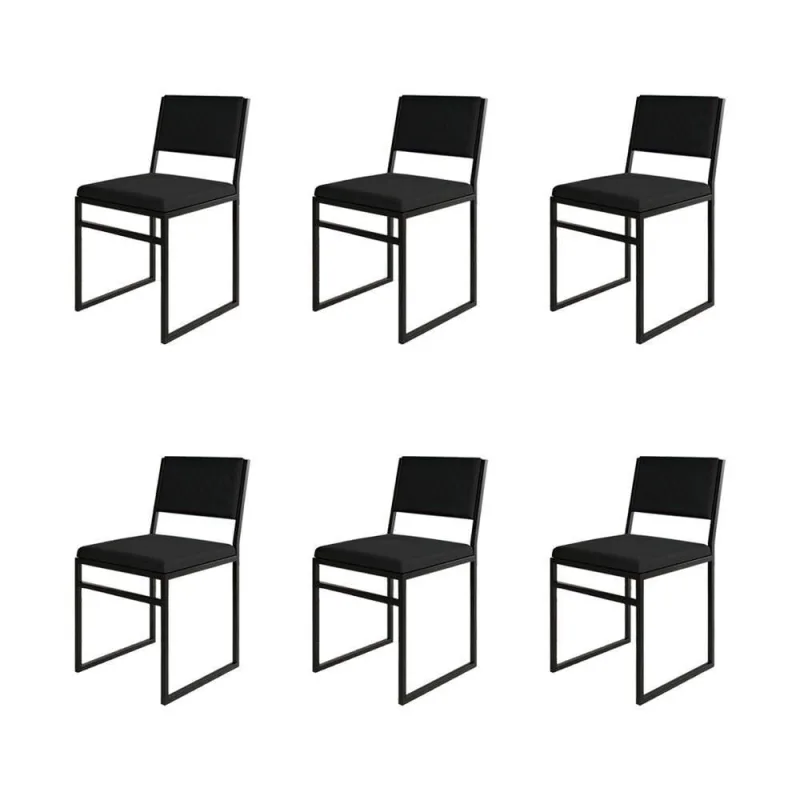 Kit 6 Cadeiras Industrial Isa Veludo Preto Para Mesa Sala Cozinha Conforto - Preto - OUTRAS - Móveis
