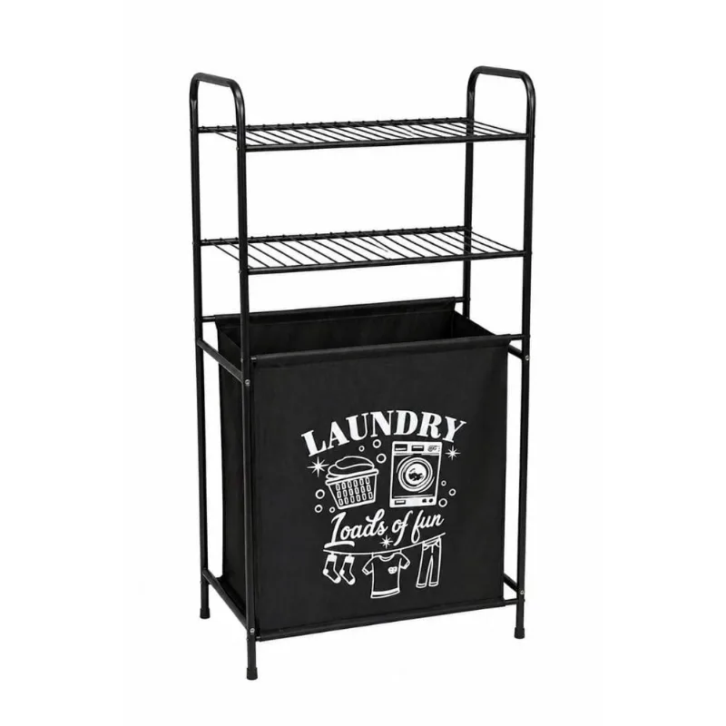 Rack Multiuso Secalux 2 Prateleiras Com Cesto Preto 551093 (MP) - Secalux