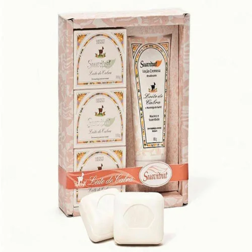 KIT ESTOJO 1 LOCAO LEITE CABRA 3 SABONETES SUAVITRAT - SUAVITRAT - Cosméticos E Perfumaria