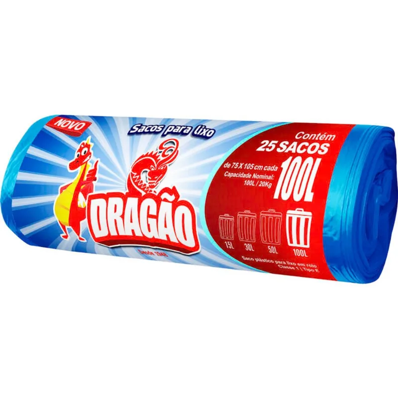 Saco de Lixo Dragão 100L 25 un