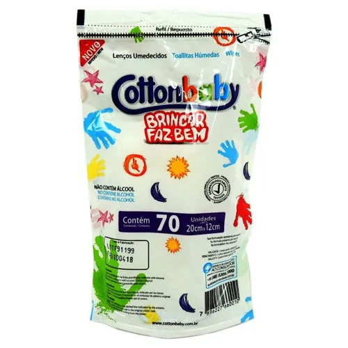 Lenco Um Cottonbaby Refil C/70 - COTTONBABY - Higiene E Beleza
