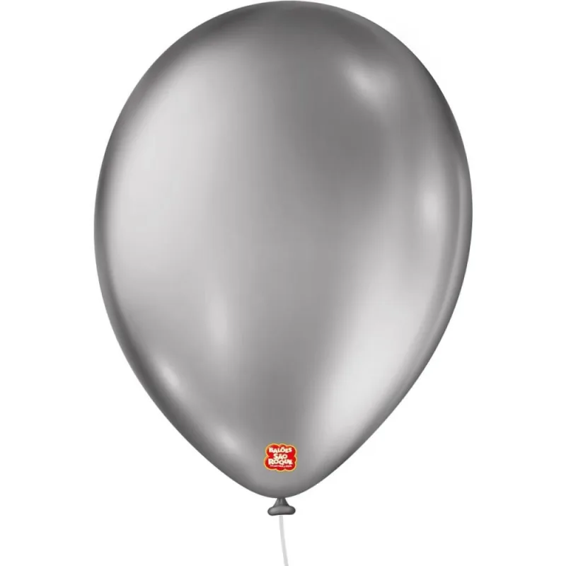 BALÃO N9 METALLIC PRATEADO COM 25 SÃO ROQUE - SÃO ROQUE - Artigos Para Festa