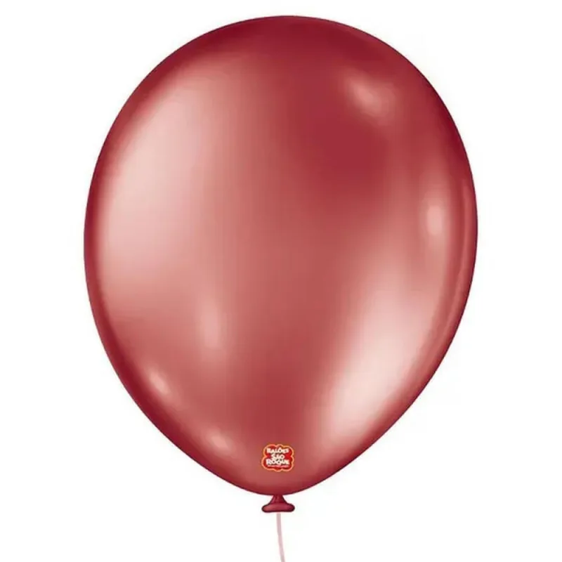 Balao 16 Liso Metalizado Vermelho PCT.C/10 - SÃO ROQUE - Artigos Para Festa