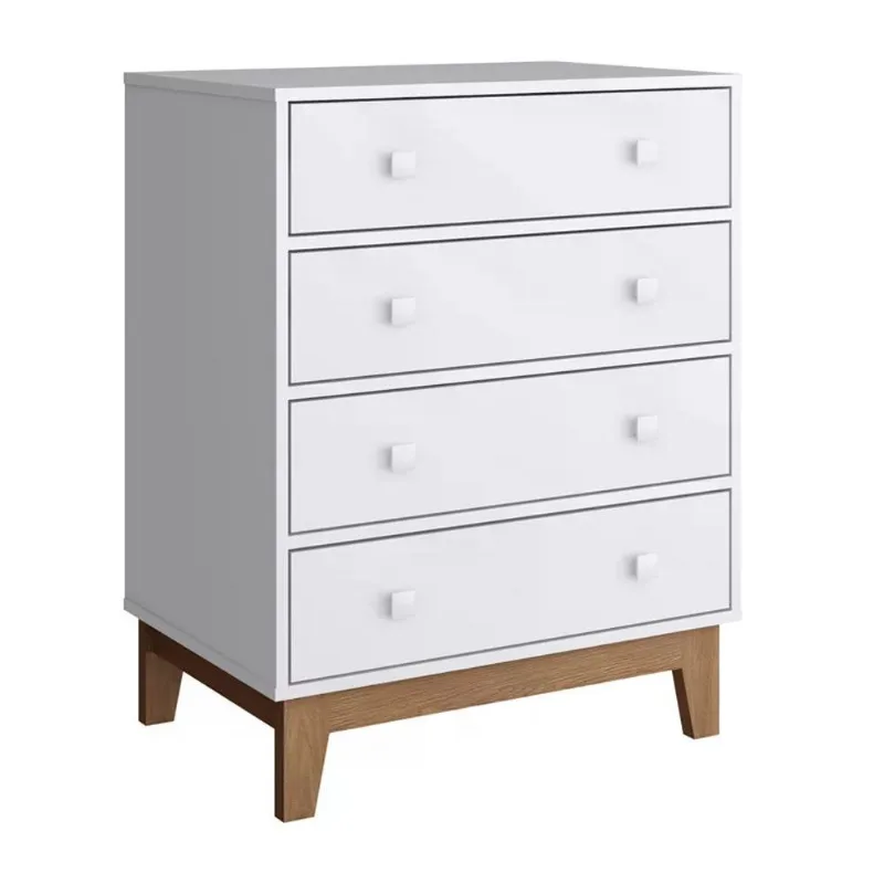 Comoda Retro 4 Gavetas BY120 Branco Completa Moveis