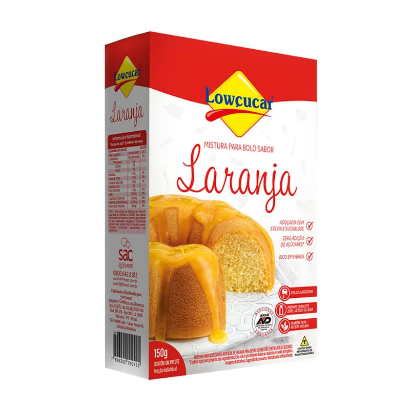 Mistura Bolo Lowçucar Zero Laranja 150g