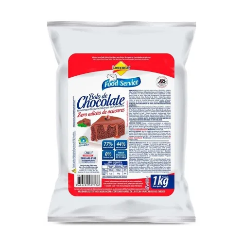 Mist Bolo Lowcucar Zero 1kg  Chocolate - LOWCUCAR - Mercearia