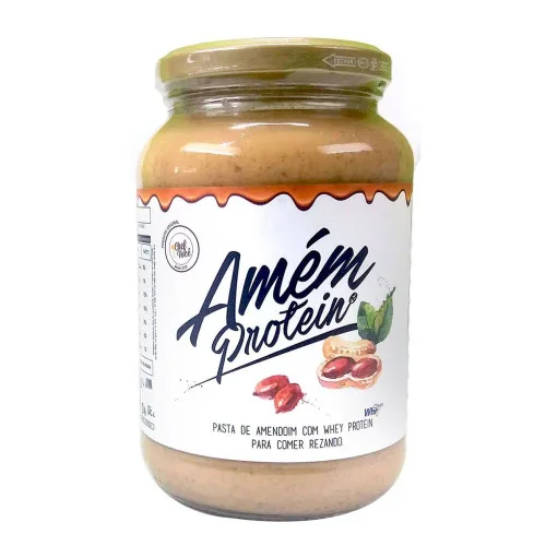 Pasta De Amendoim C/ Whey Protein Amém Protein 600g Santo Congelado - AMEM PROTEIN - Mercearia