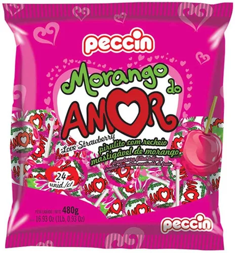 Pirulito Morango Do Amor Peccin - PECCIN - Mercearia