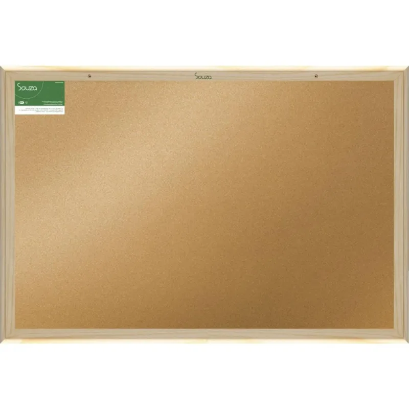 Quadro Aviso Moldura Madeira Cortica Aparente 060X040CM - Souza - Papelaria