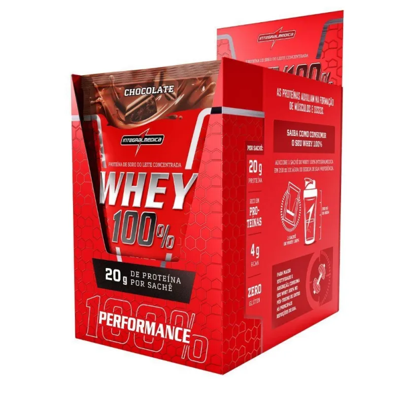 Whey Protein Integralmédica 100% Im Whey Chocolate Pó Sachê 200G 10 Unidades - Integralmedica - Agro