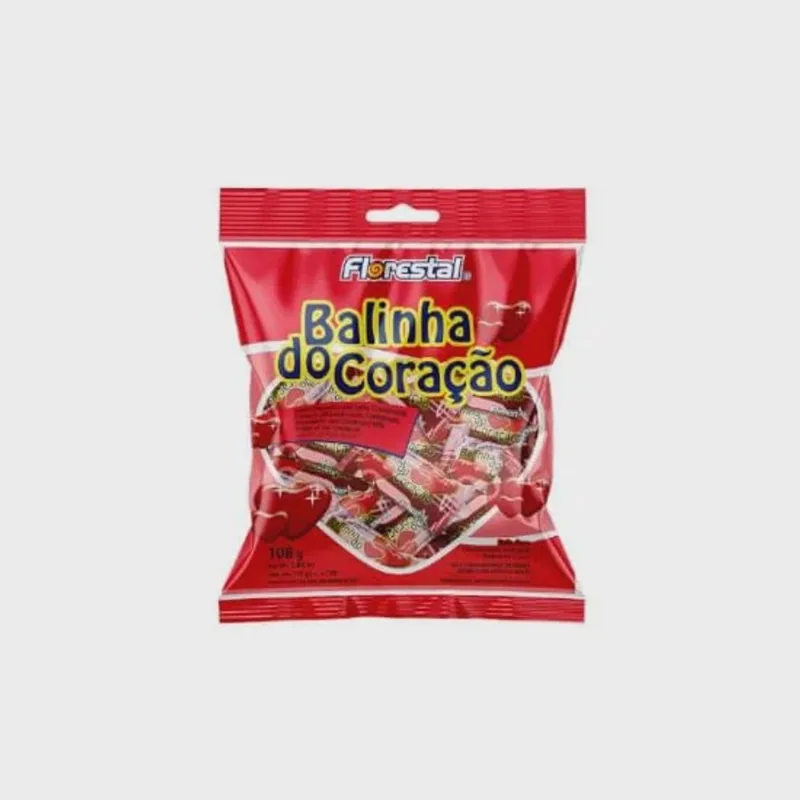 Balinha Coracao Morango 108g Florestal