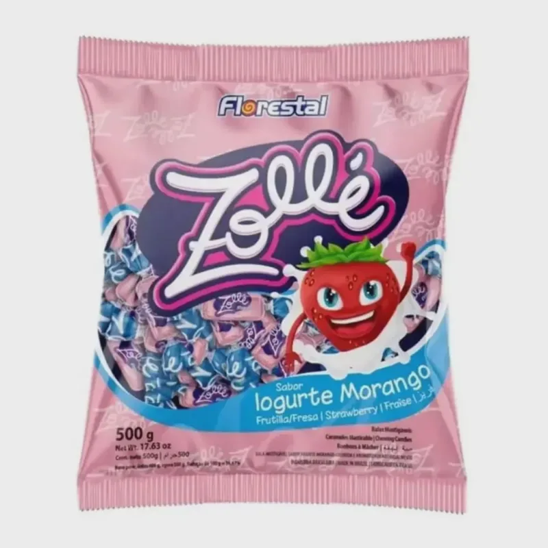Bala Zolle Iogurte Morango 500g Florestal