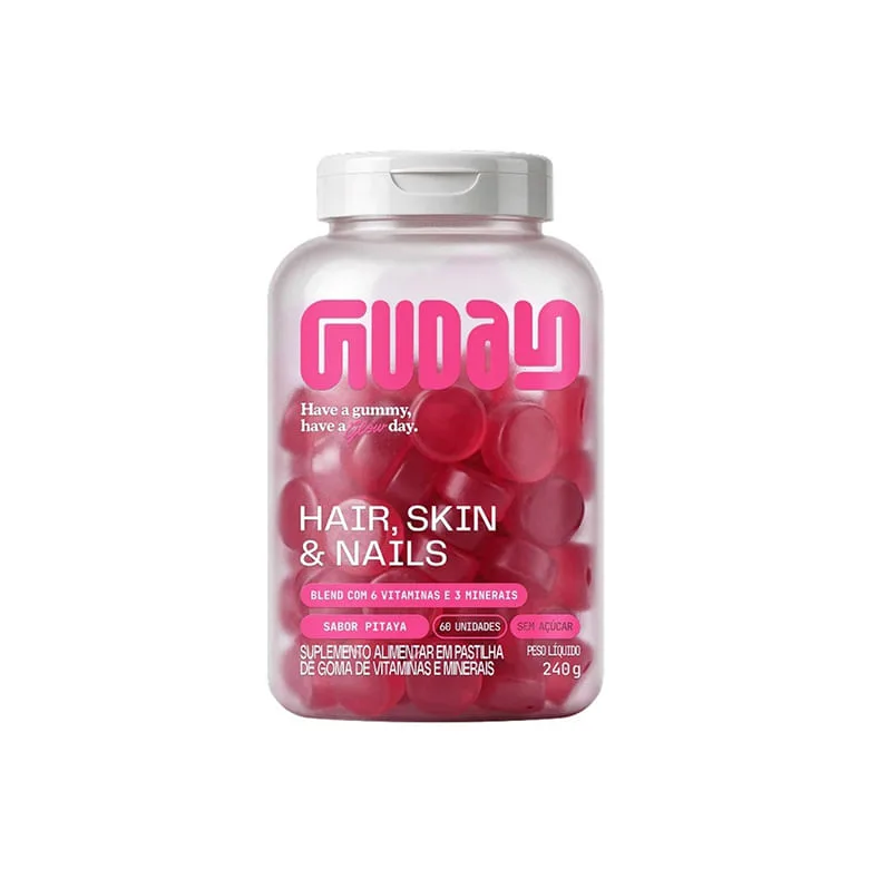 Suplemento Alimentar Guday Gummies Zero Açúcar Hair Skin & Nails Pitaya 60un - Guday - Vitamina E Suplemento